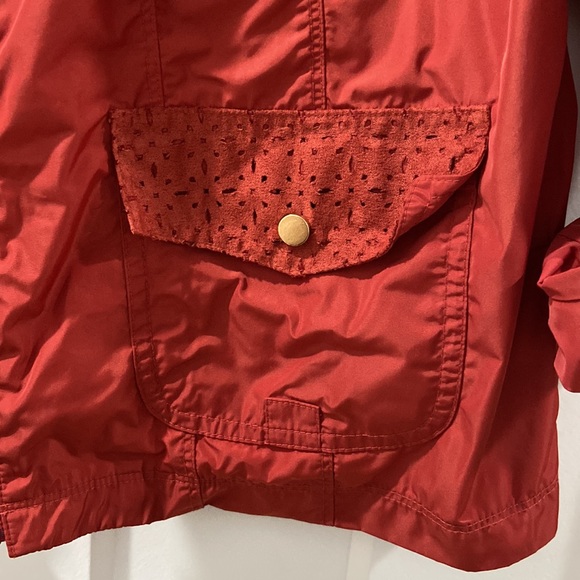 Zenergy Chico's Size 1 Burnt Orange Tab Sleeve Jacket gold hardware EUC - Picture 9 of 15